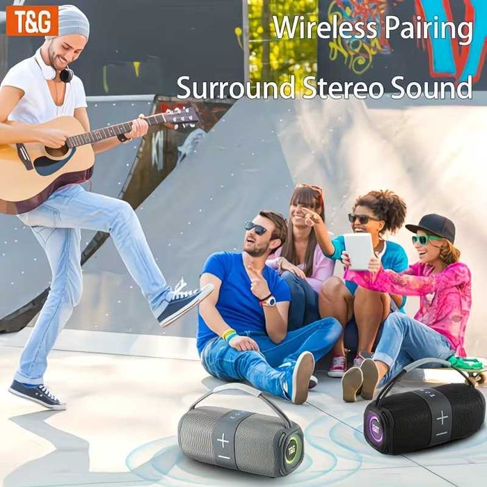 TG668 Coluna Bluetooth Portátil LED TWS FM USB TF 1500mAh