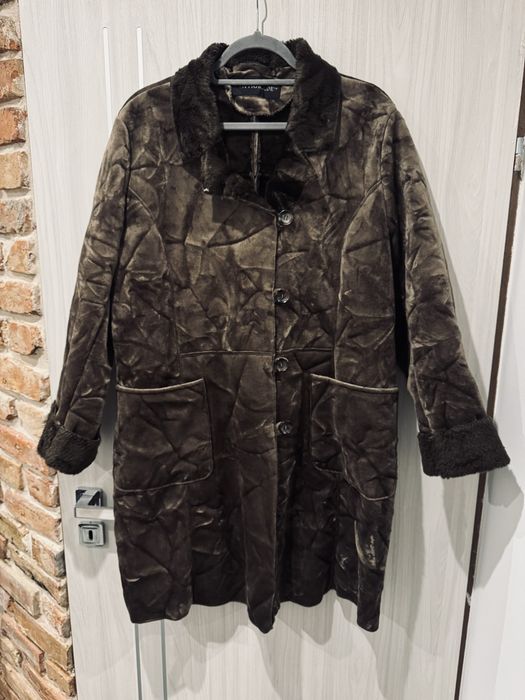 Płaszcz futerko kożuszek brązowe czekoladowe marszczone 46-48