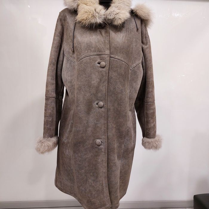 Kożuch popielaty z futrem