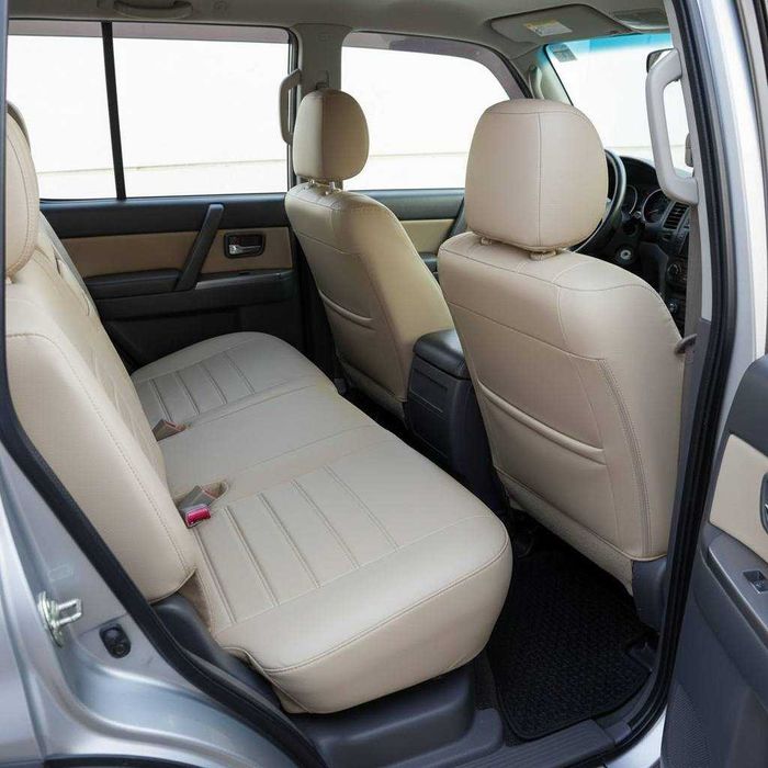 Авточохли MITSUBISHI PAJERO (2006+) 7місць Екошкіра Бежеві EMC-ELEGANT