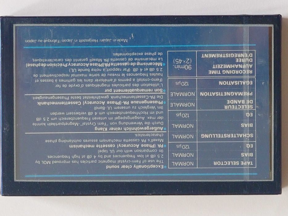 Maxell UD I 90 na lata 1985 do 1987 rynek Europejski
