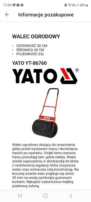 Walec na wodę lub piasek