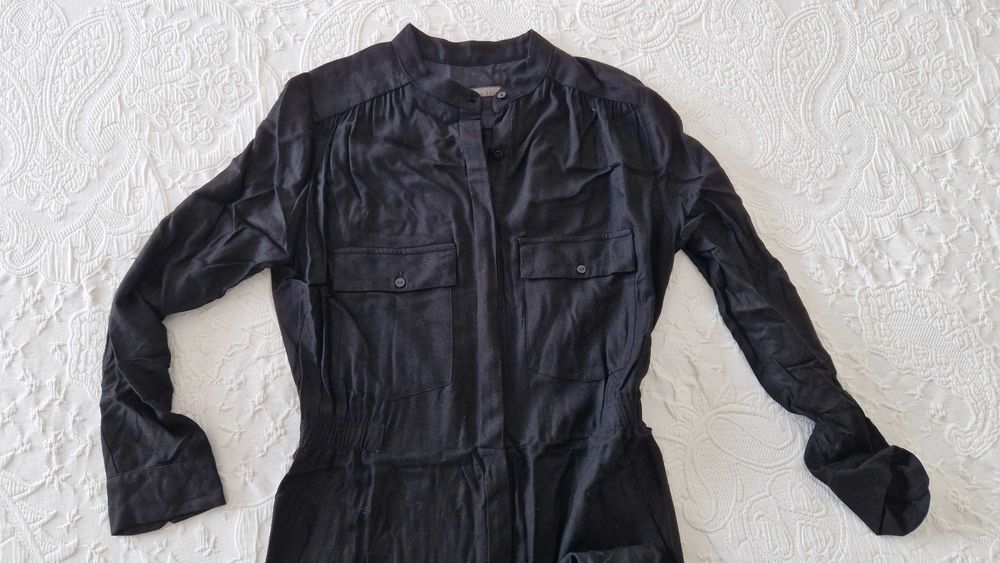 Macacão preto Zara de manga comprida, tamanho S