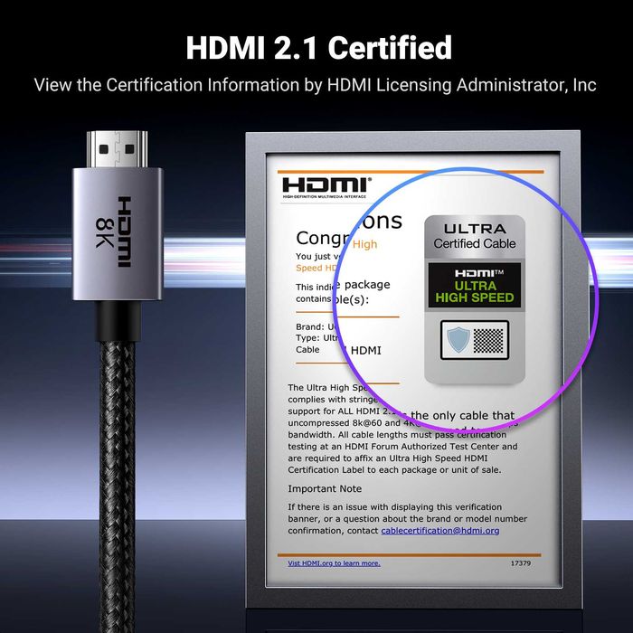 Кабель для відео HDMI на HDMI 2.1 8K 4K UGREEN шнур для монитора HDR кабель для телевизора 10 метров