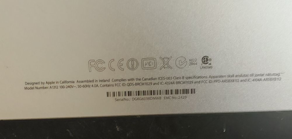 Imac 27" 2011 A1312 Para Peças