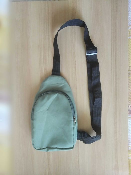 Сумка нагрудна, текстильна, олива, 27 х 3 х 30, 1 відділення