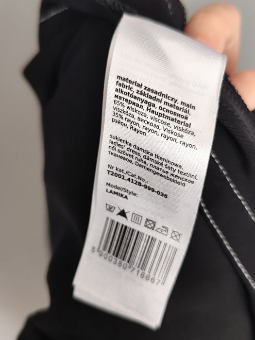 Tatuum sukienka 36 czarna z białymi liniami, paskami