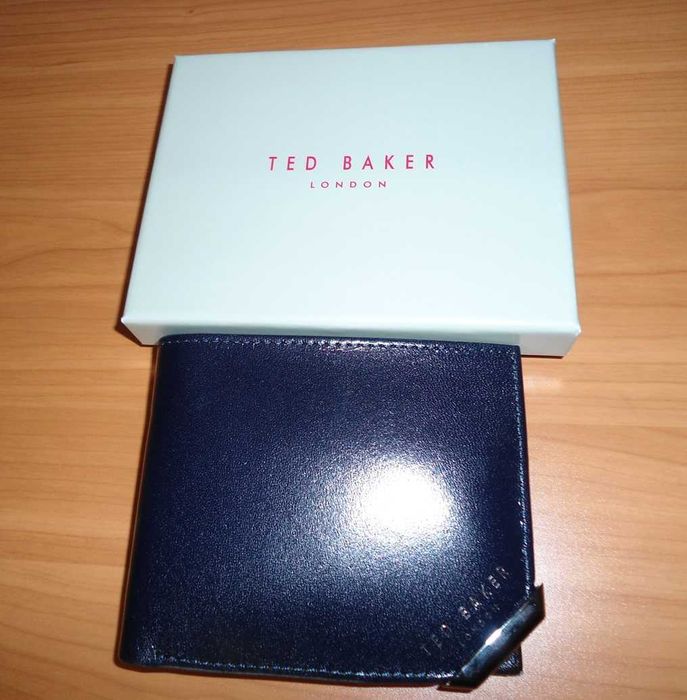Преміальний Шкіряний гаманець Ted Baker Corner - RFID-захист - синій Navy. Британські елегантність та стиль