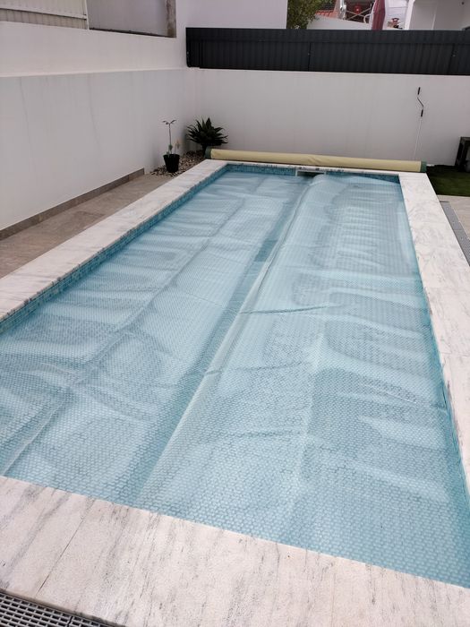 Manta de aquecimento de piscina, capa plástico de bolhas 800 micras azul claro