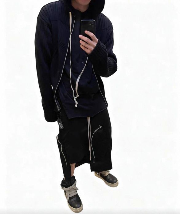 Зип худи Rick Owens SS25 ribbed cotton | opium