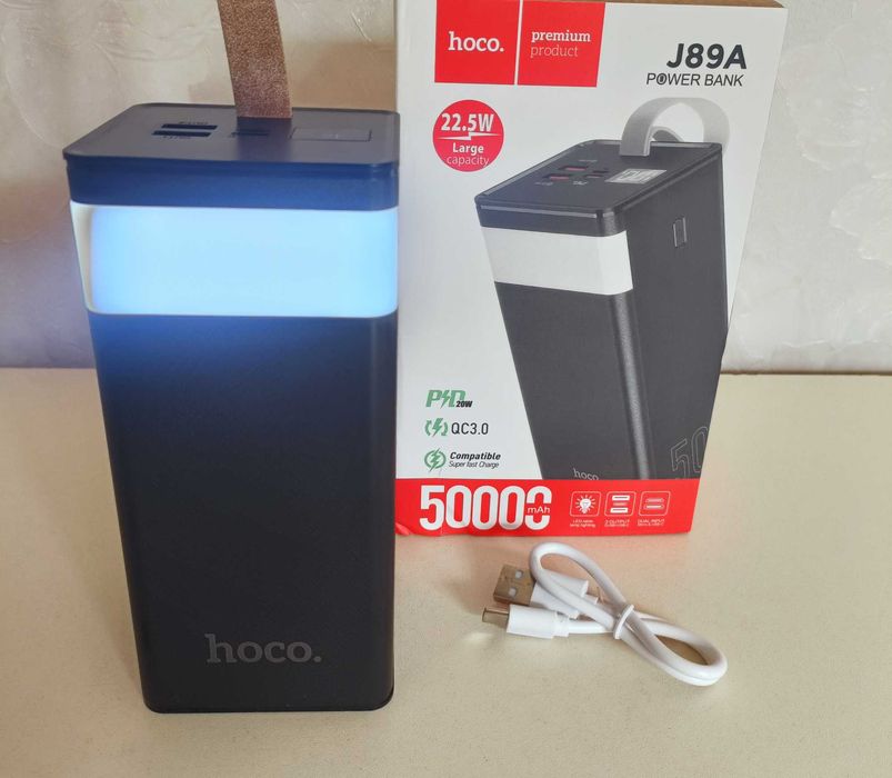 Повербанк 50000 HOCO J89A Powermaster - павербанк 50000 mAh с быстрой зарядкой и фонарем