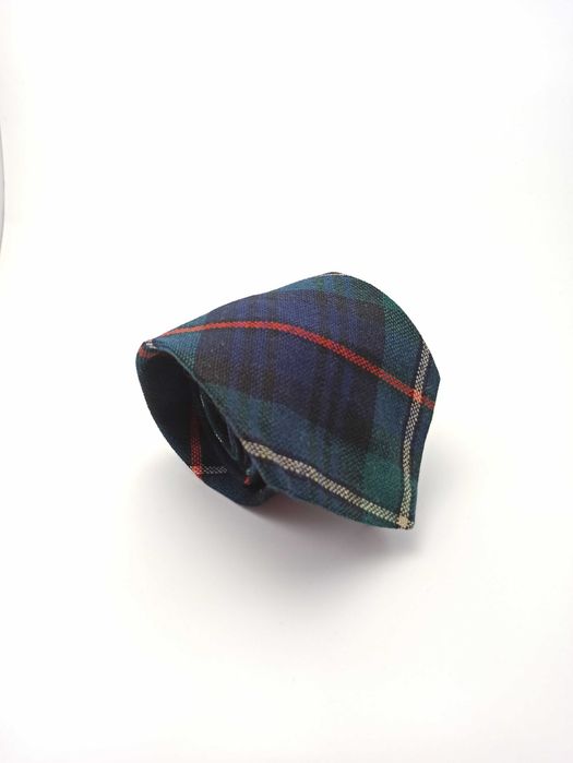 Szkocki wełniany zielony krawat w szkocką kratę tartan AA42