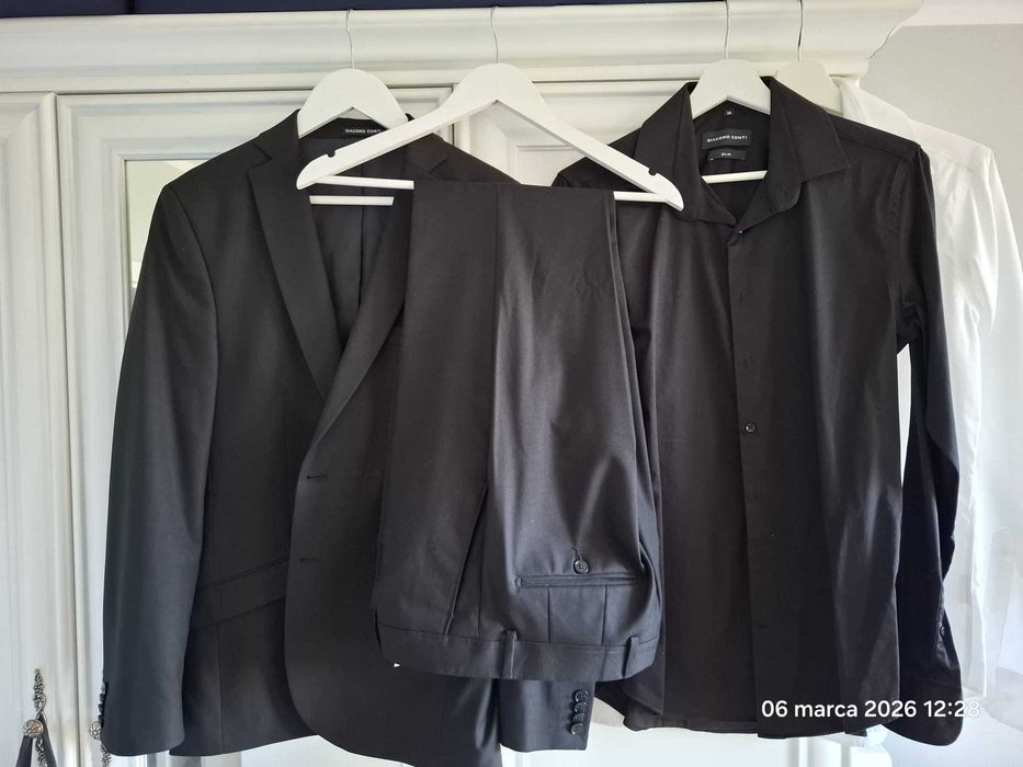 Sprzedam garnitur, 2koszule i buty Giacomo Conti