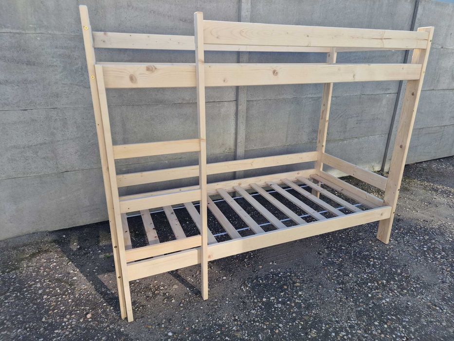 Łóżko piętrowe drewniane solidne pracownicze domowe 90x200cm