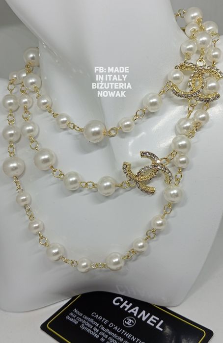 Naszyjnik korale cc sztuczne perły chanel