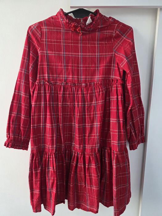 Sukienka długi rękaw kratka Smyk r.146