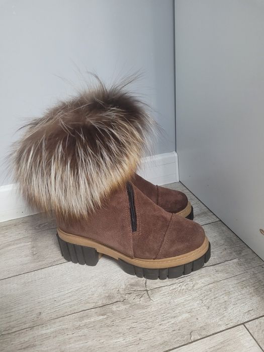 Przepiękne botki ze skóry naturalnej czekoladowe rozmiar 37