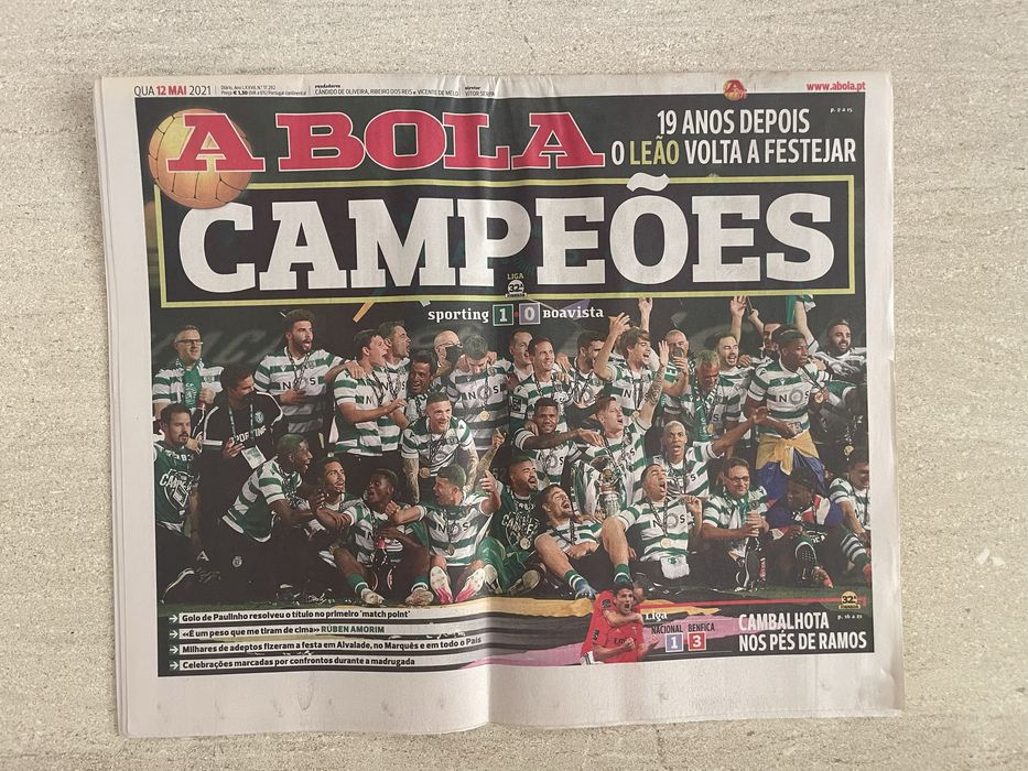 Vendo jornal A Bola 12 de Maio de 2021 - Sporting Campeão 20/21