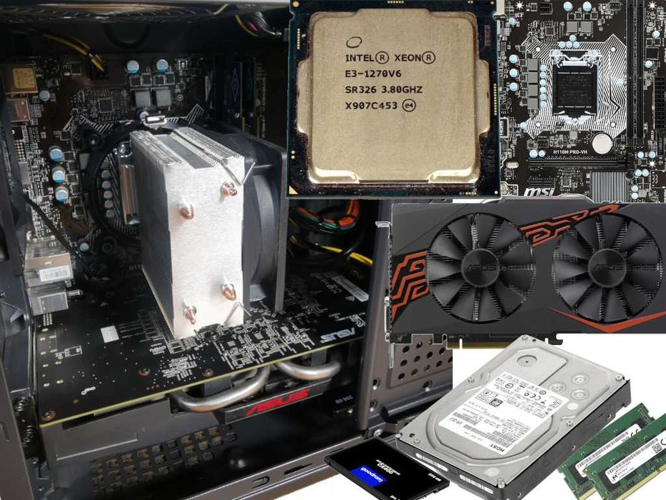 Intel Xeon E3-1270 v6 8GB RAM 240GB SSD+4TB HDD grafika AMD ASUS