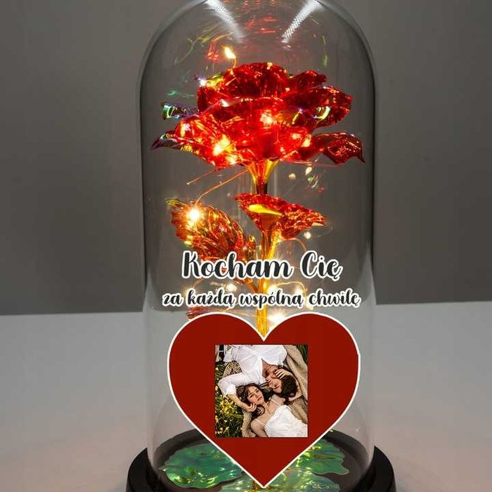 Wieczna róża  twoje zdjęcie + imię na walentynki dla niej