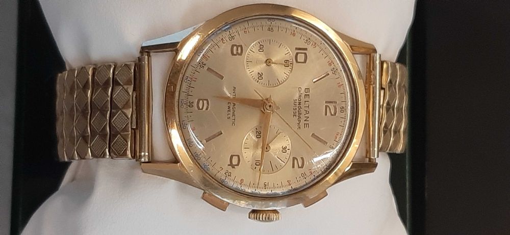złoty 18k zegarek - chronograf - piękny stan