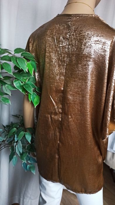 Sg Złota bluzka damska 46 , 48 XXL orginalna elegancka bluzka 46 , 48