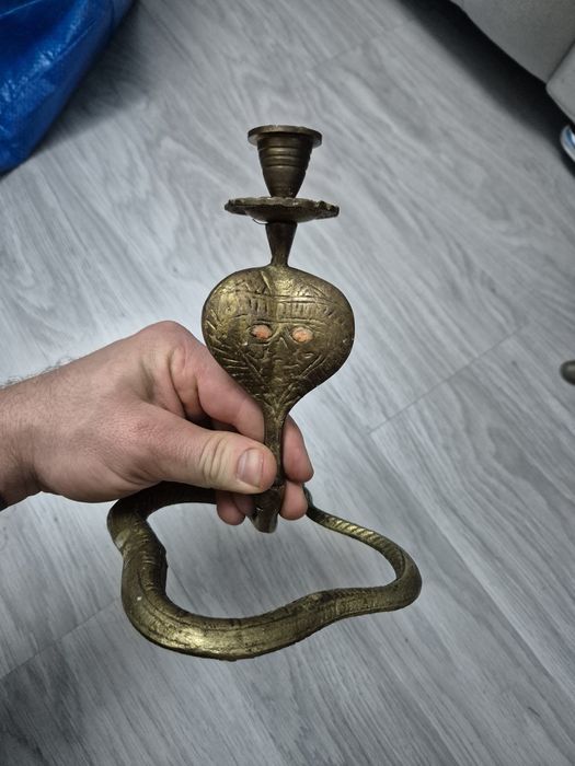 Antyczny świecznik – wąż – mosiądz / brąz – XIX/XX w.