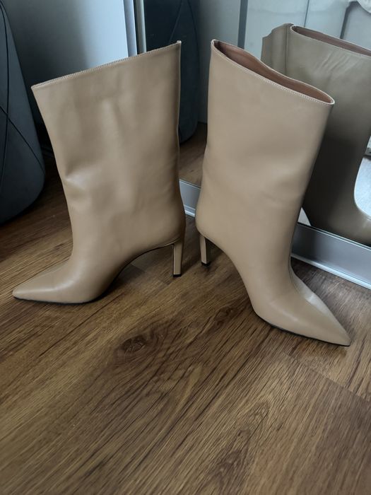Botki skóra naturalna 39 brązowe karmel włoskie buty