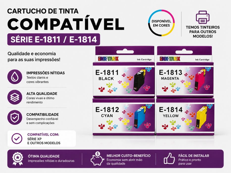 Tinteiro compatível Epson E-1811, E-1812, E-1813 e E-1814