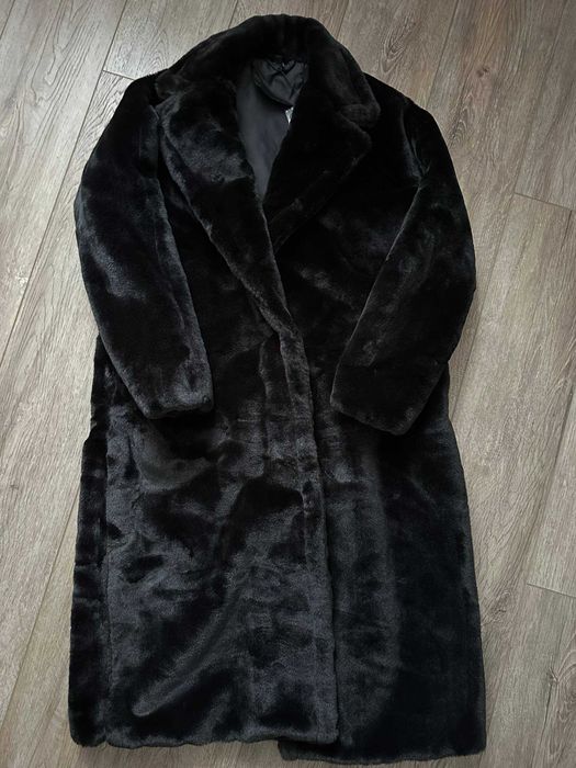 Чорна коротка міні шуба із штучного хутра екошуба жіноча S-M