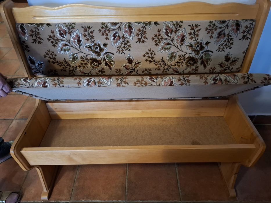 3 szt Ławka sosnowa z poduszkami tapicerowanymi