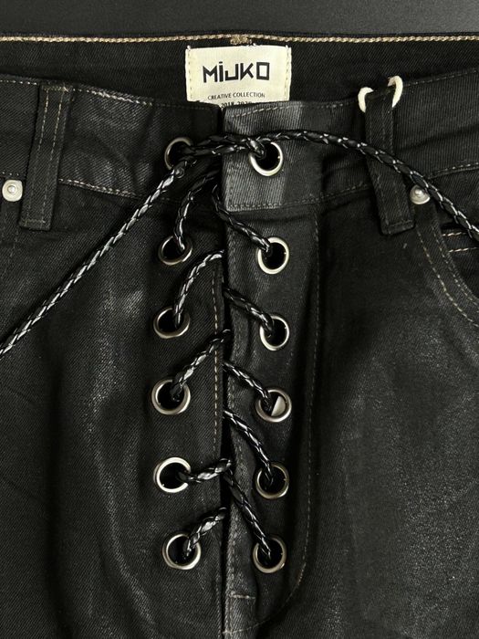 Mijko jeans flared black black джинси чорні кльош  восковані waxed S M L XL
