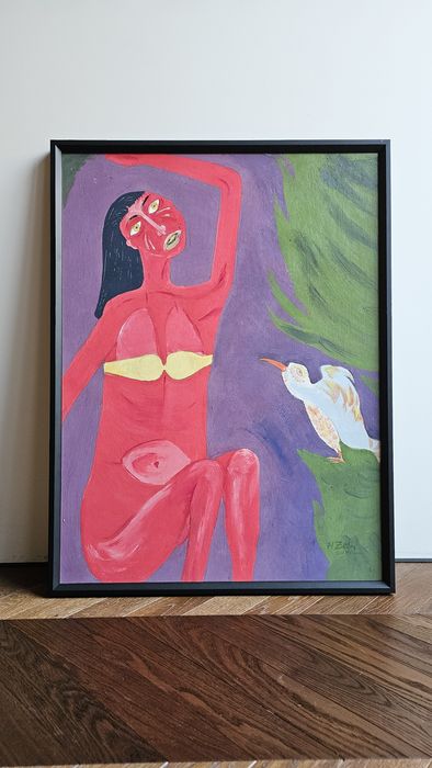 Henryk Żelaśkiewicz - Indianka z ptakiem obraz olejny