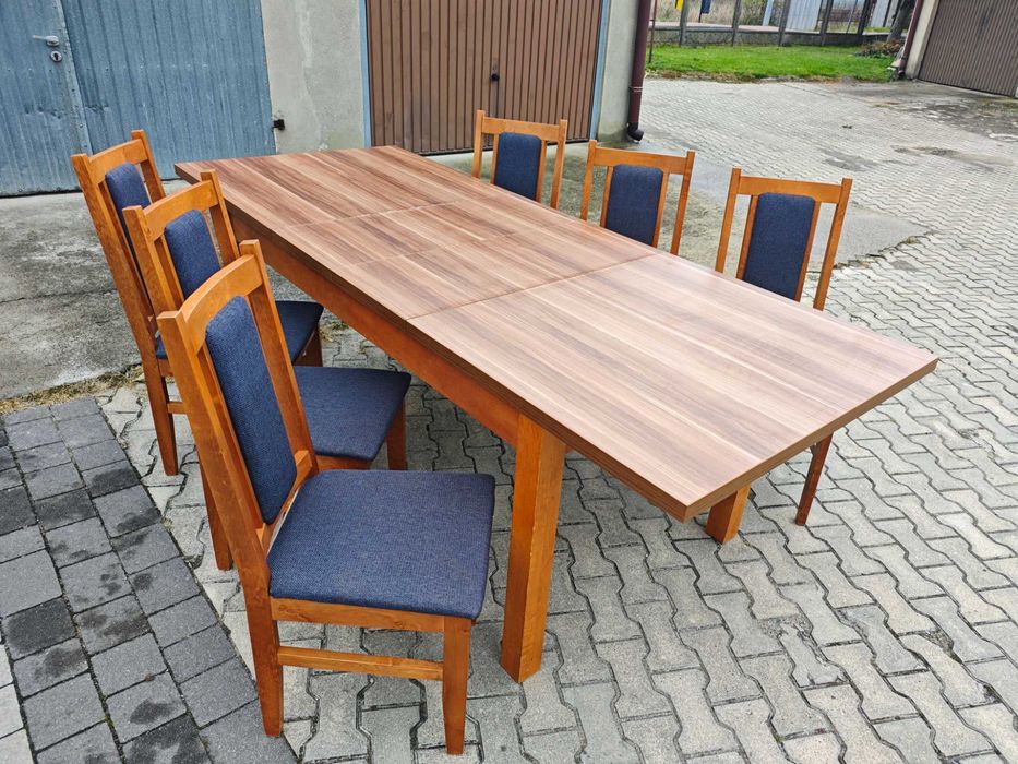 Stół rozkładany 160–230 cm + 6 krzeseł – komplet 350 zł