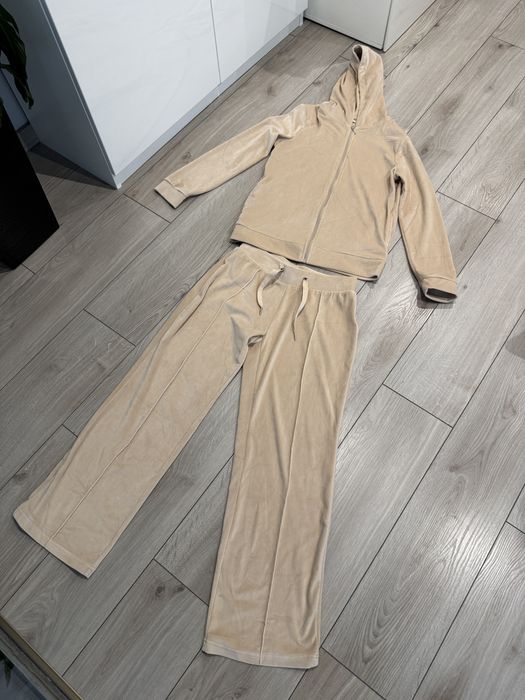 Zestaw dresy damskie welurowe S bezowy