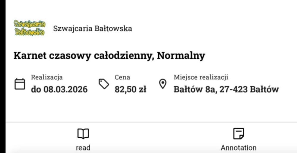 Szwajcaria bałtowska karnet