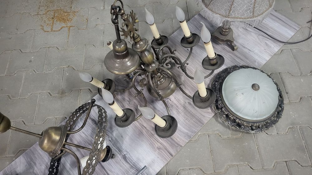 Lampy wiszące stojące i łazienkowe retro pakiet