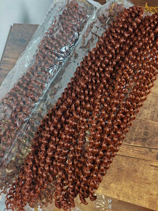 Włosy Syntetyczne LOKI Water Wave 60cm Miedziany Rudy - Zestaw 6 paczek