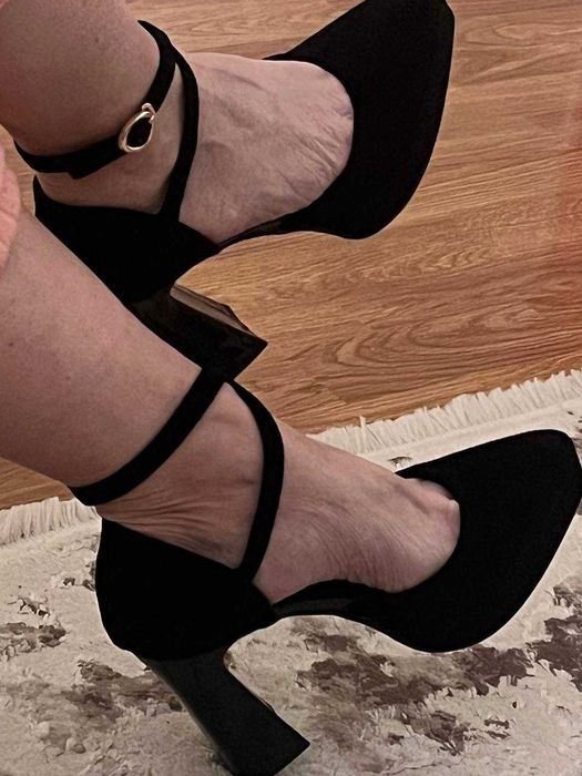 Акція!  Туфлі жіночі чорні на товстому каблуці