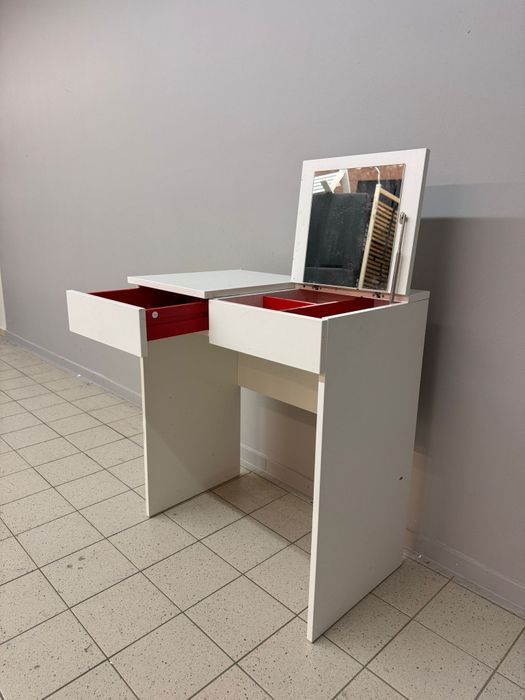 Biała toaletka z lustrem składanym | Szuflada i schowek | Toaletka kosmetyczna | Dowóz/ Wysyłka