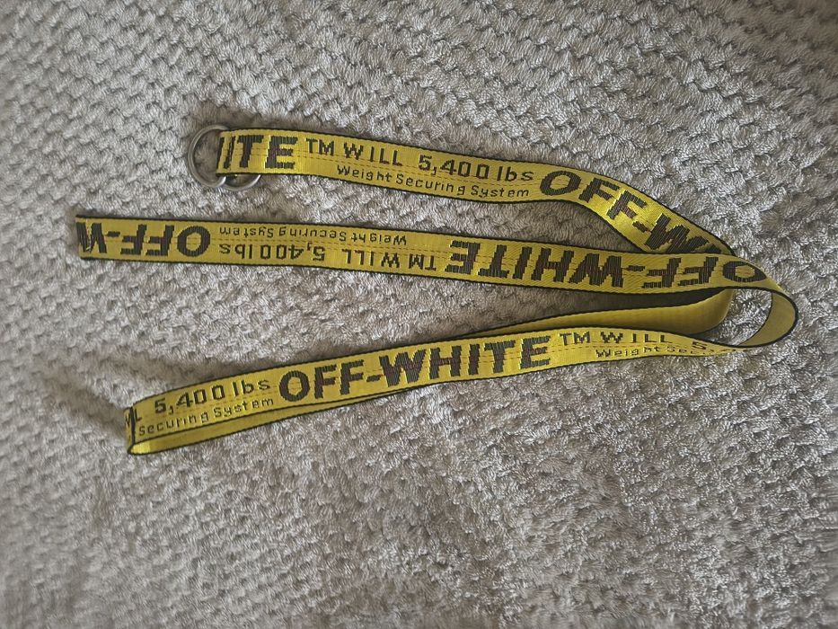 Pasek off white żółty
