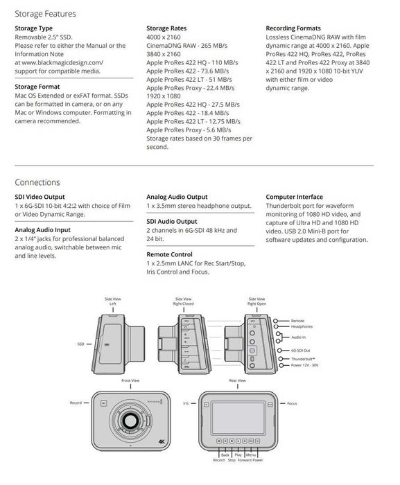 Blackmagic Production Camera 4K DCI Canon EF/EFS.