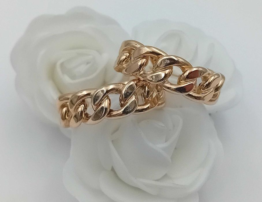 Złote Kolczyki KOŁA łańcuchy 2,5 cm próba 585 NOWE Precle ZŁOTE