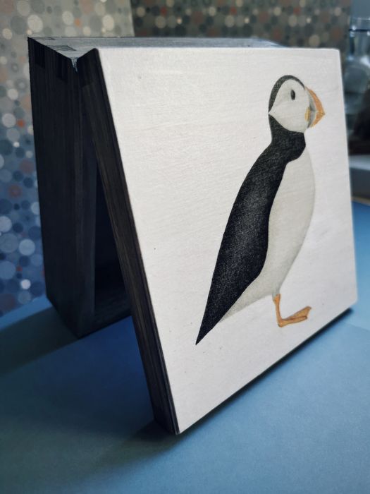 Drewniane pudełko maskonur puffin Islandia