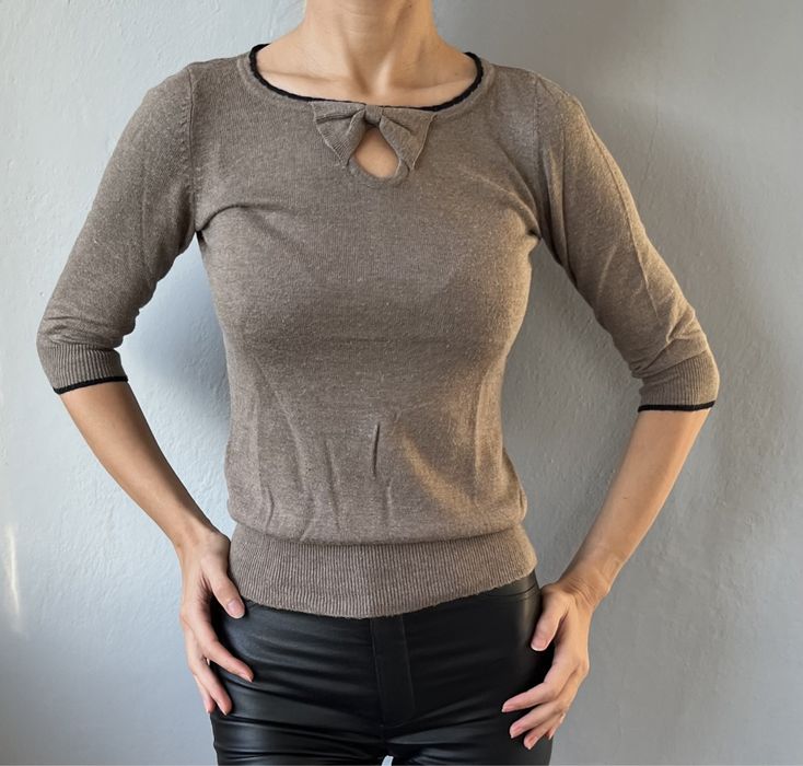 Mohito  sweter bluzka  XS 34 brąz 3/4 wiskoza bawelna