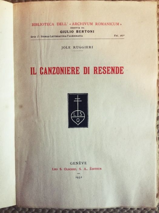 Il Canzoniere di Resende - Edição 1931 Genova