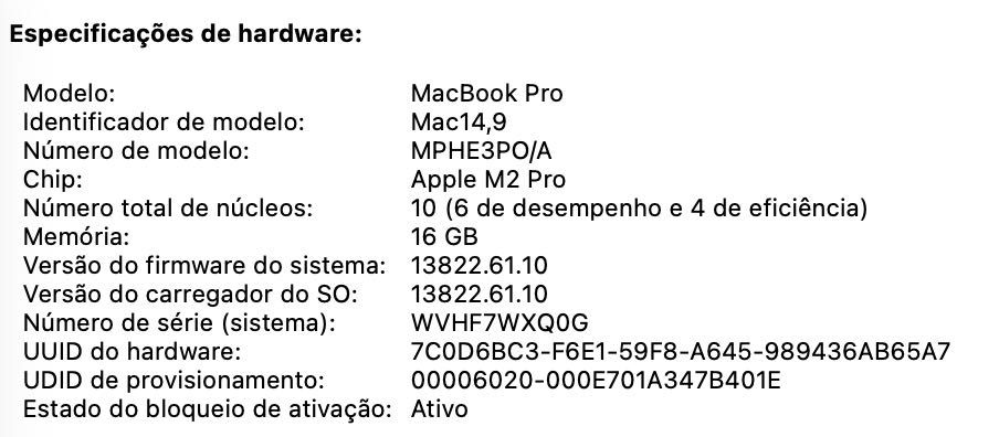 MacBook Pro 14" 2023 Apple M2 Pro 16GB RAM 512GB SSD