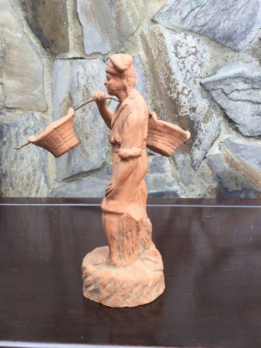 Escultura Portuguesa em terracota Séc XIX 17 cm Caldas Da Rainha
