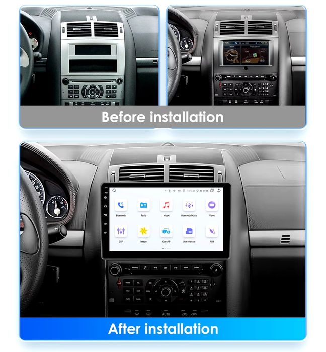 Rádio 2 DIN Android Peugeot 407 + 4 GB RAM + 32 GB ROM + Carplay+GPS