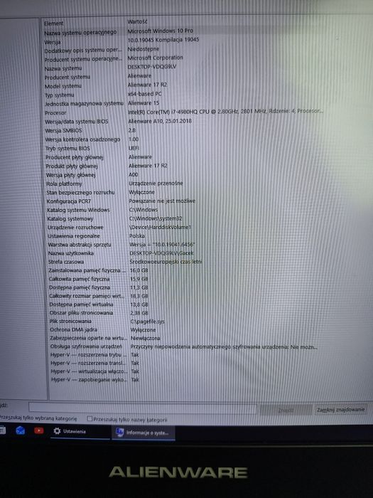 Laptop Alienware 17r2 gamingowy